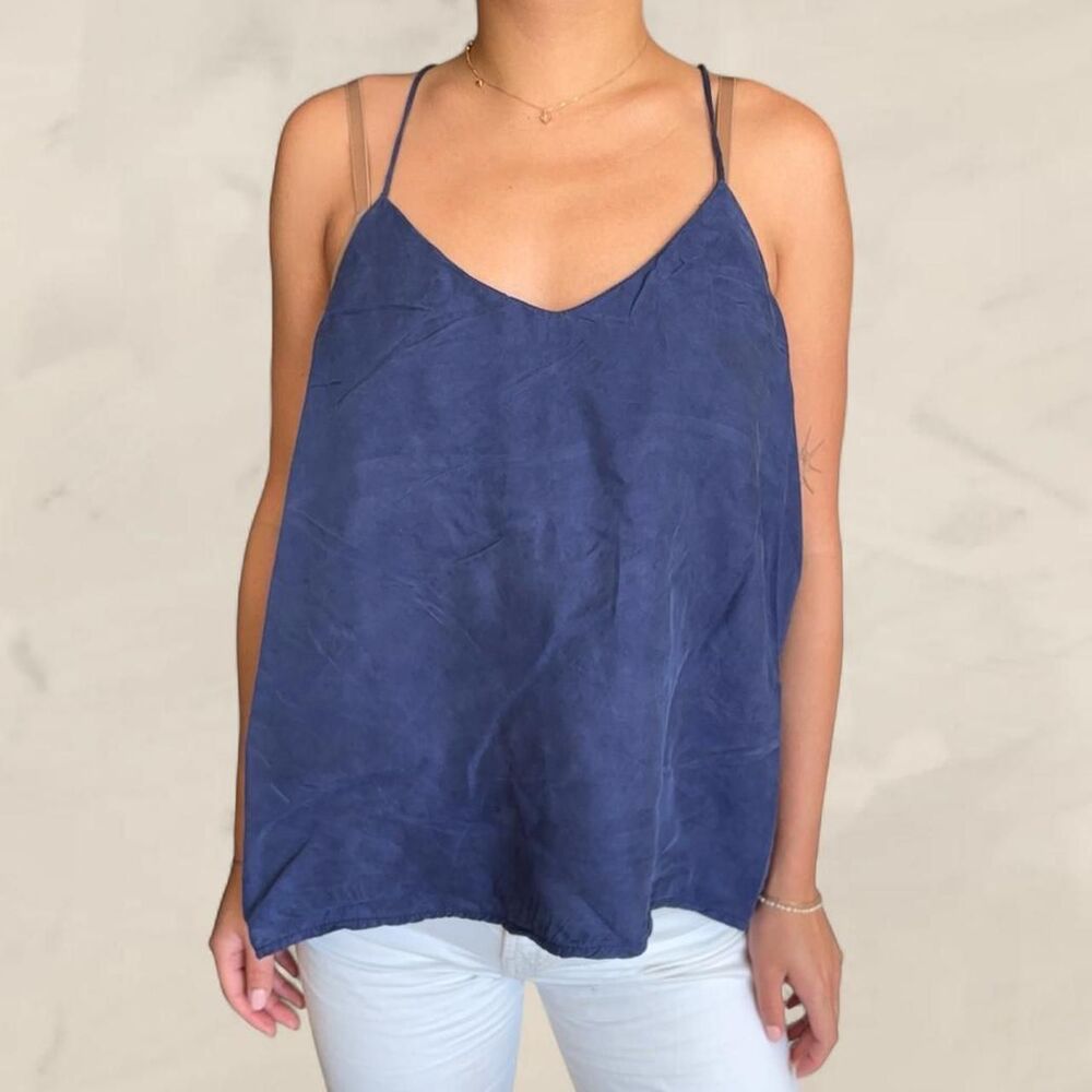 Lulus navy blue satin tank top size large